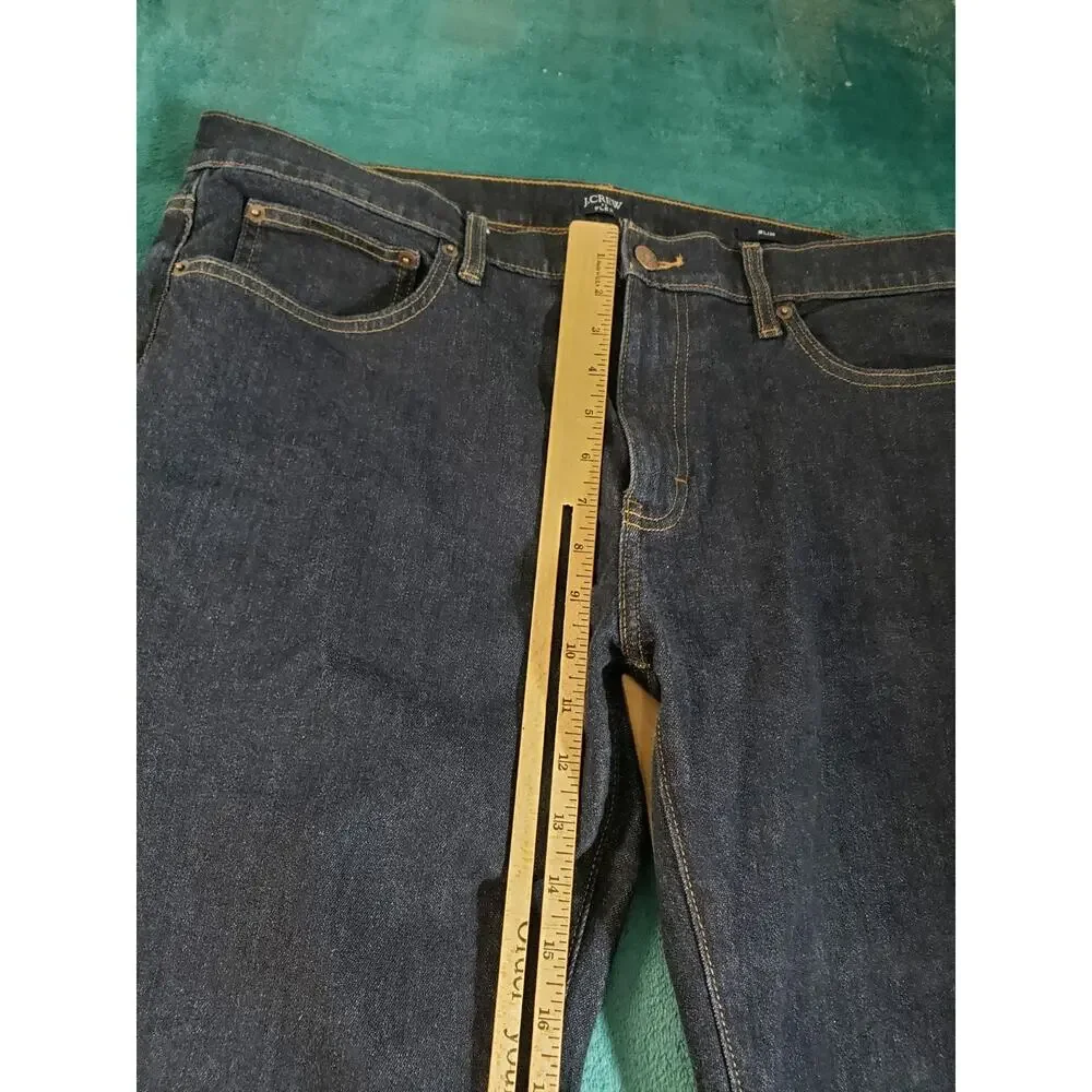 J.Crew Jeans Size 36x30 Mens Blue Denim Pant Stretch Dark Mid Rise Slim Straight